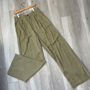 Reformation Mason Pant pleated wide leg womens Green (size 12) minimalist office